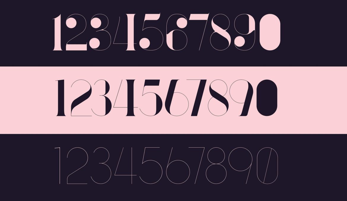 port vintage font specimen numbers